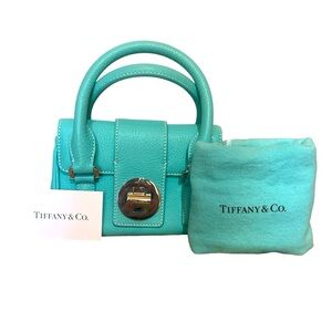 Tiffany&Co Manhattan Purse Mini Satchel Blue Leather Handbag